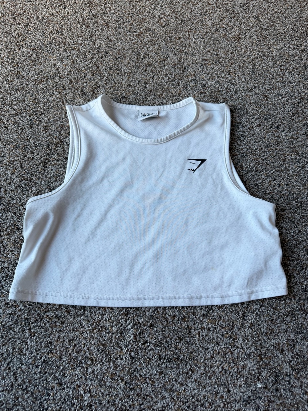 Gymshark Training Crop Tank White XS Mesh Sleeveless Workout Athletic Top